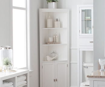 Изображение для статьи - Угловой шкаф в ванной: 7 неочевидных идей для хранения